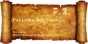 Palicska Nándor névjegykártya